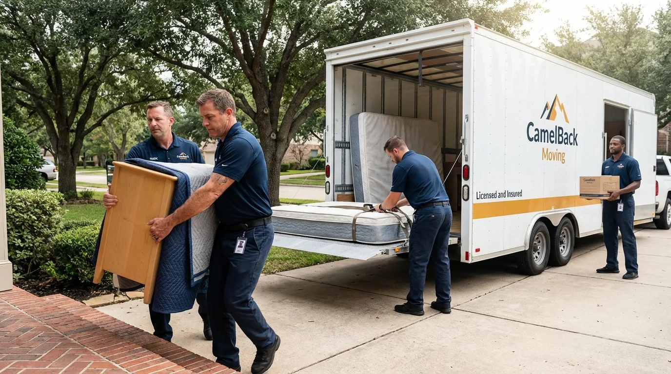 Crew loading residential truck for cross-state move from Watsontown, PA