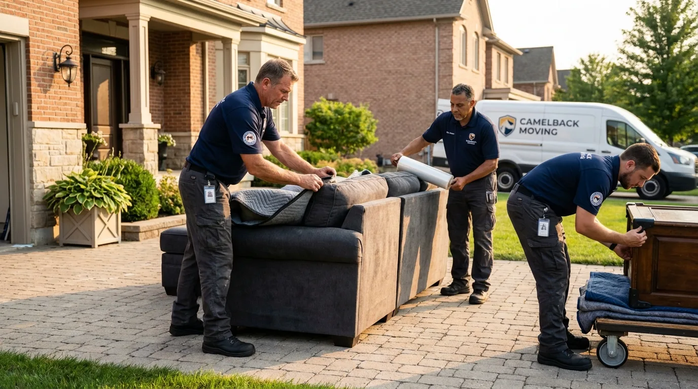 Large estate moving crew wrapping furniture in Watsontown, PA