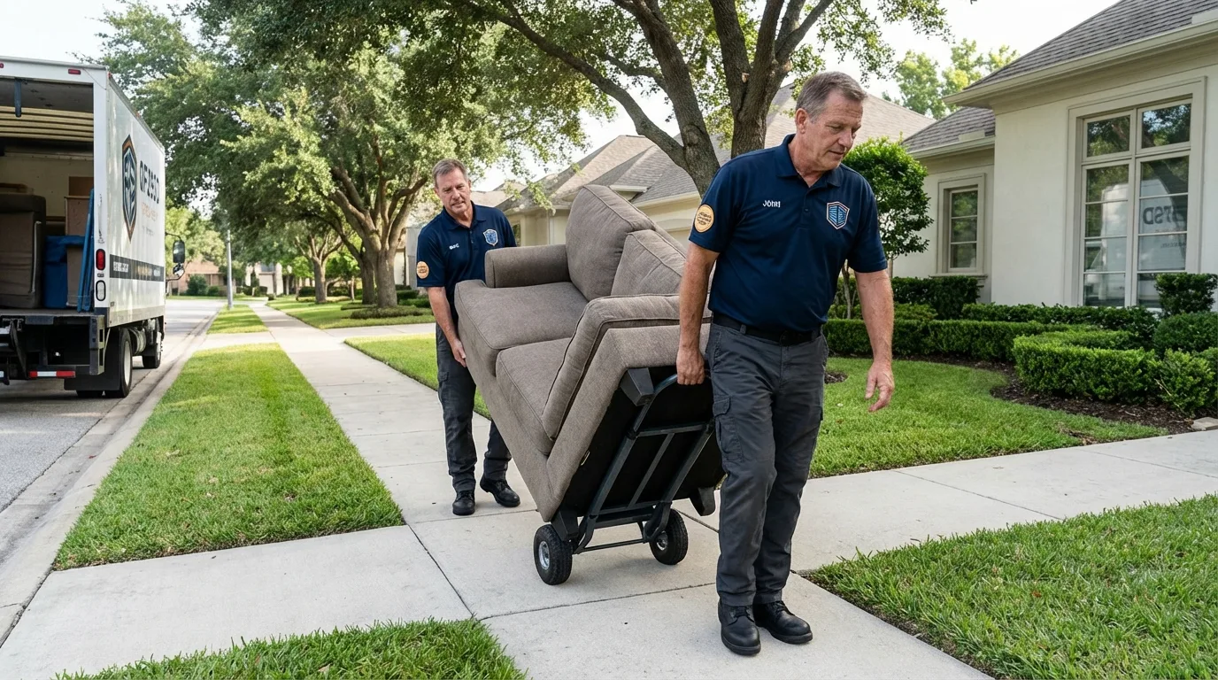 Local residential moving crew loading furniture in Watsontown, PA