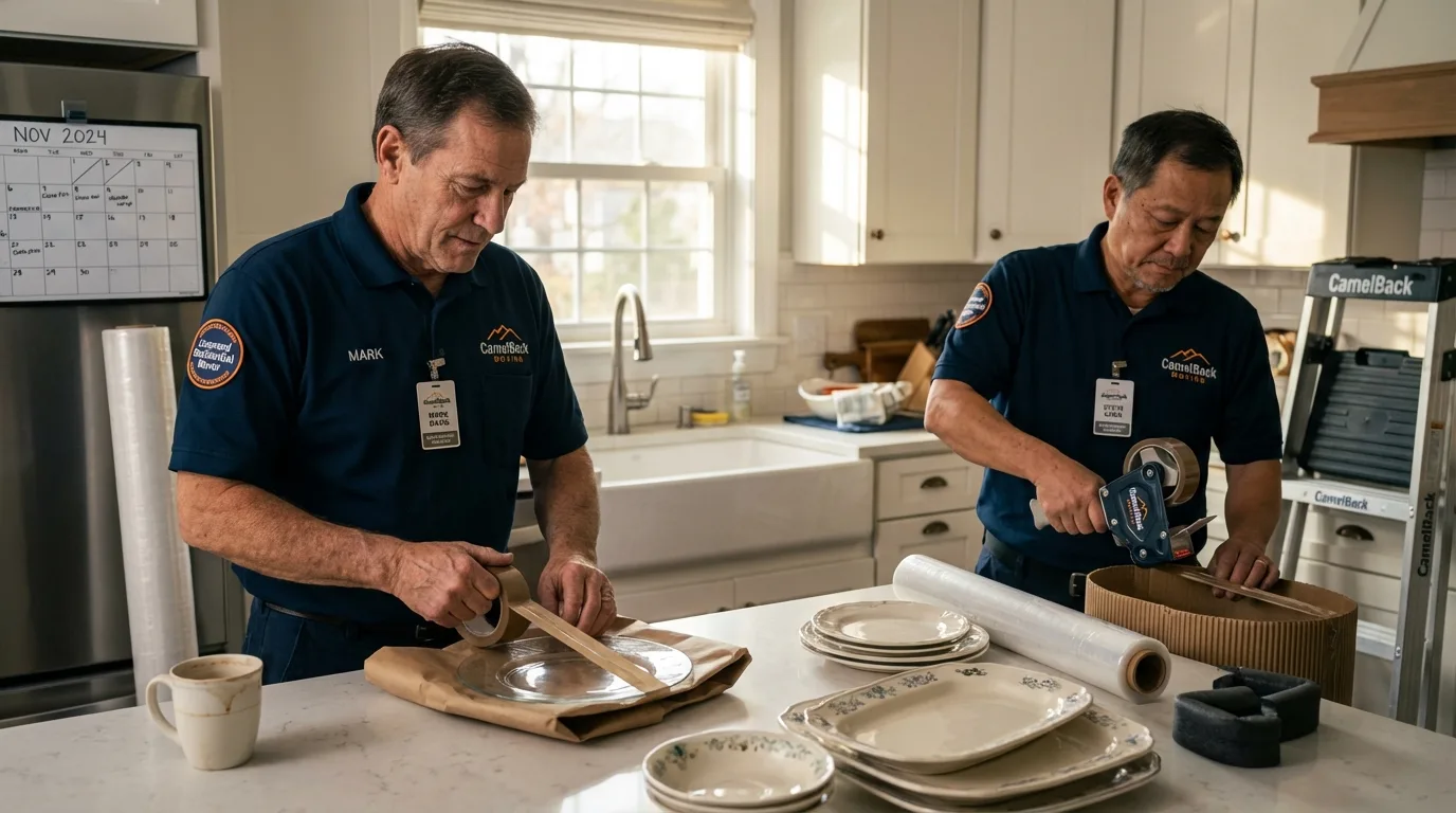 Professional crew packing kitchen dishware in Watsontown, PA